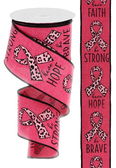 2.5" x 10yd Breast Cancer/Leopard Print image 0