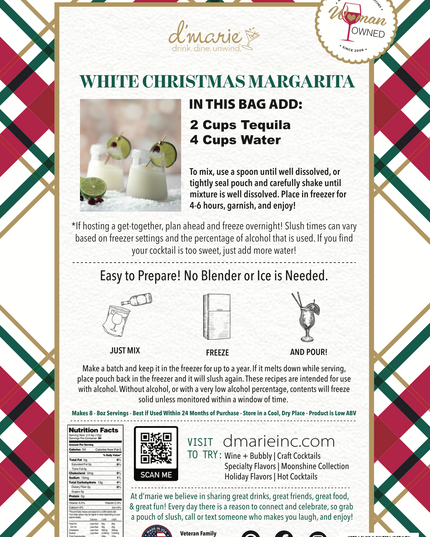 White Christmas Margarita Craft Cocktail Slush Mix