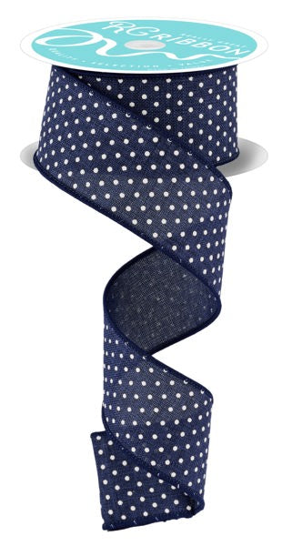 1.5" x 10yd Raised Swiss Dots On Royal image 0