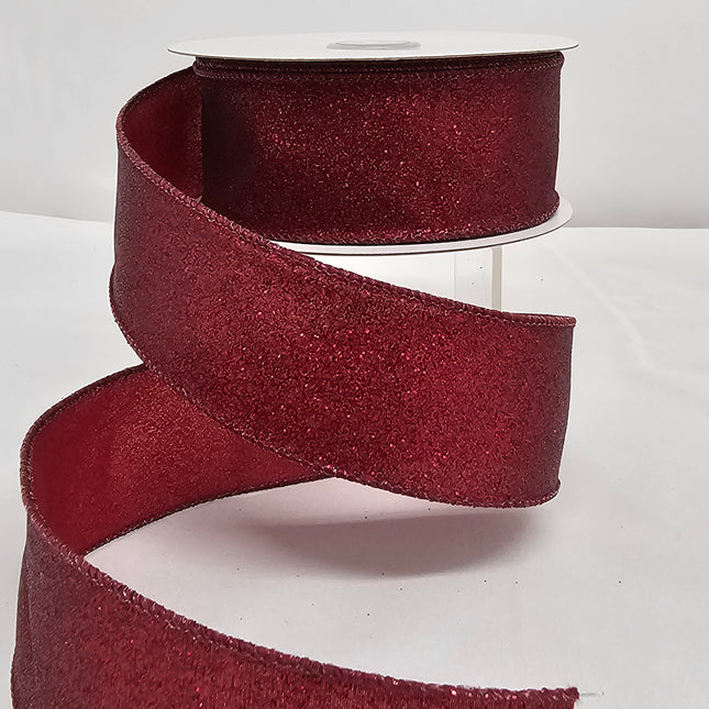 1.5"x10Y Shimmer Glitter Burgundy Ribbon image 0