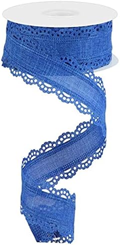 Scalloped Edge Royal Burlap Ribbon