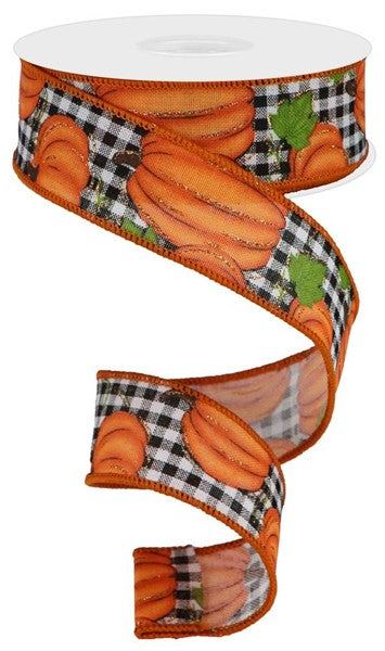 1.5" x 10yd Pumpkin Patch/Check image 0