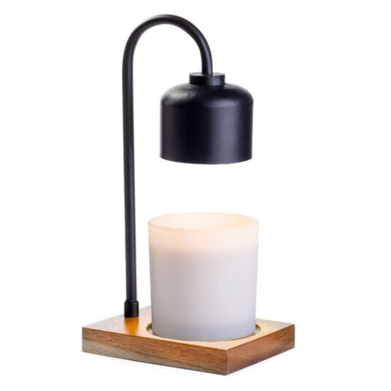 Black & Wood Arched Candle Warmer Lamp image 0