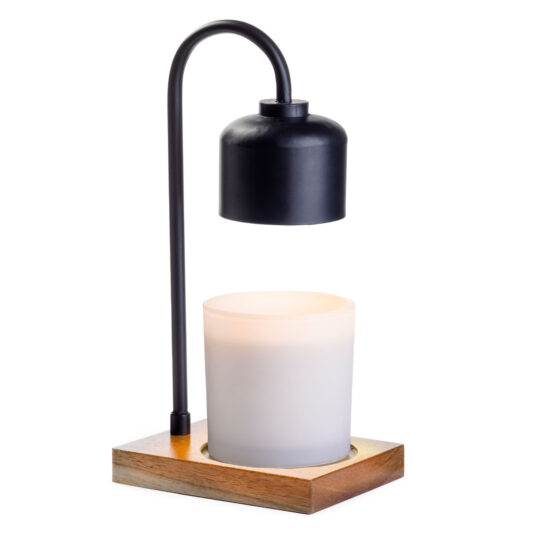 Black & Wood Arched Candle Warmer Lamp image 0
