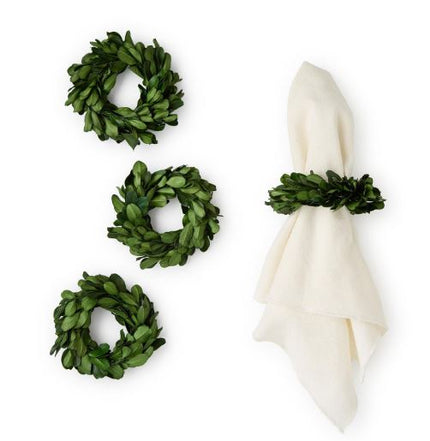 Boxwood Wreath Napkin Rings Set of 4