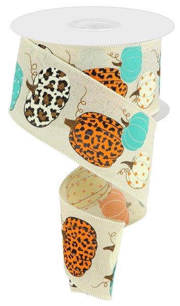 2.5" x 10yd Leopard Pumpkins/Royal image 0