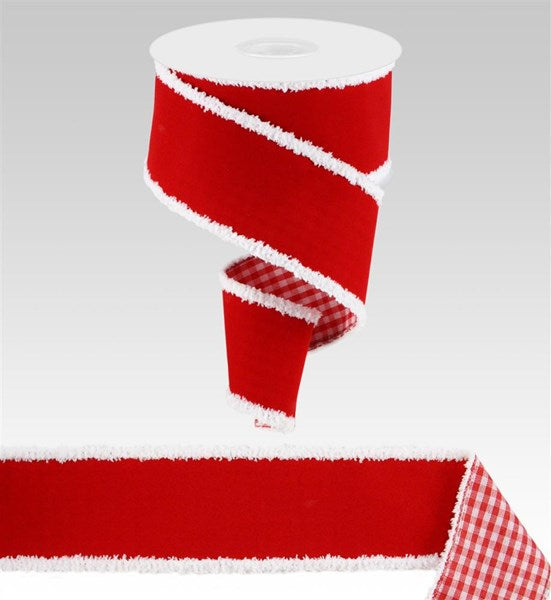 2.5" x 10yd Red Velvet/Gingham Back image 0