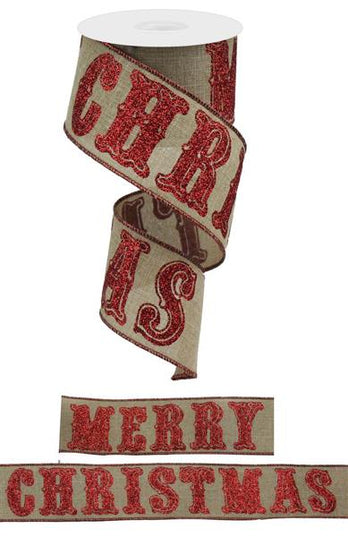 Glitter Merry Christmas Ribbon