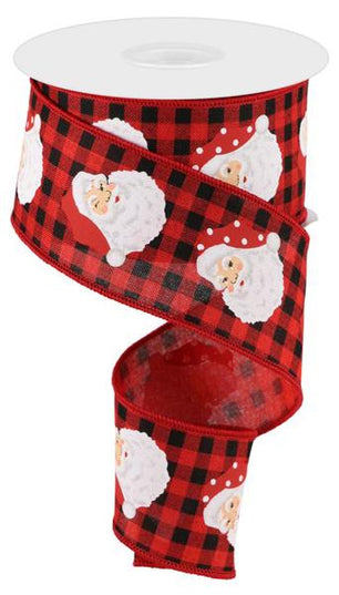 Vintage Santa Buffalo Plaid Ribbon