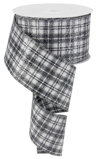 2.5" x 10yd Plaid W/Glitter Ribbon