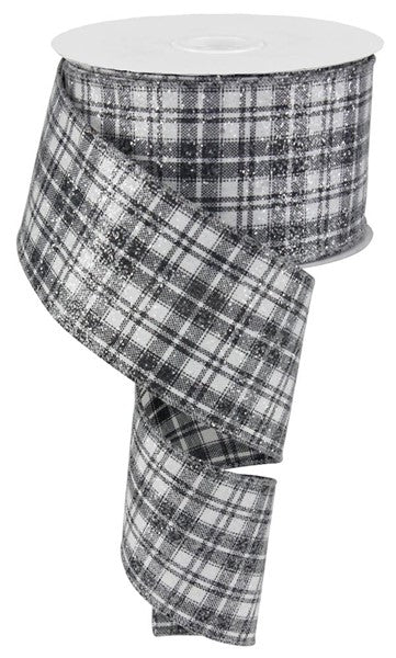 2.5" x 10yd Plaid W/Glitter Ribbon