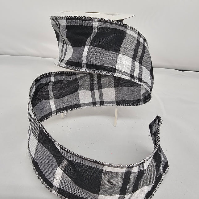 2.5"x10Y Elegant Metallic Ribbon Plaid