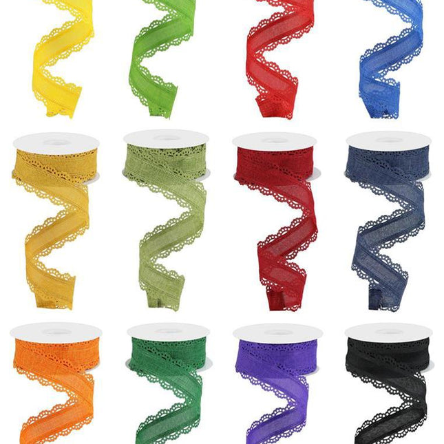 Scalloped Edge Royal Burlap Ribbon
