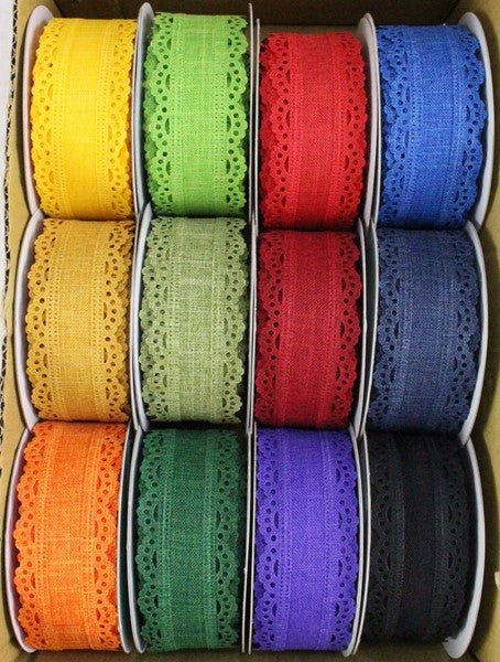 Scalloped Edge Royal Burlap Ribbon