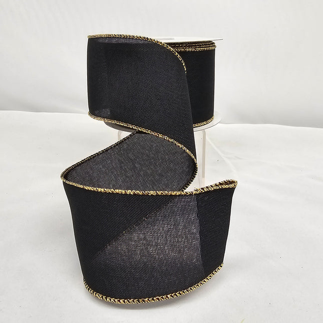 2.5"x10Y Gold Glitter Trim Ribbon