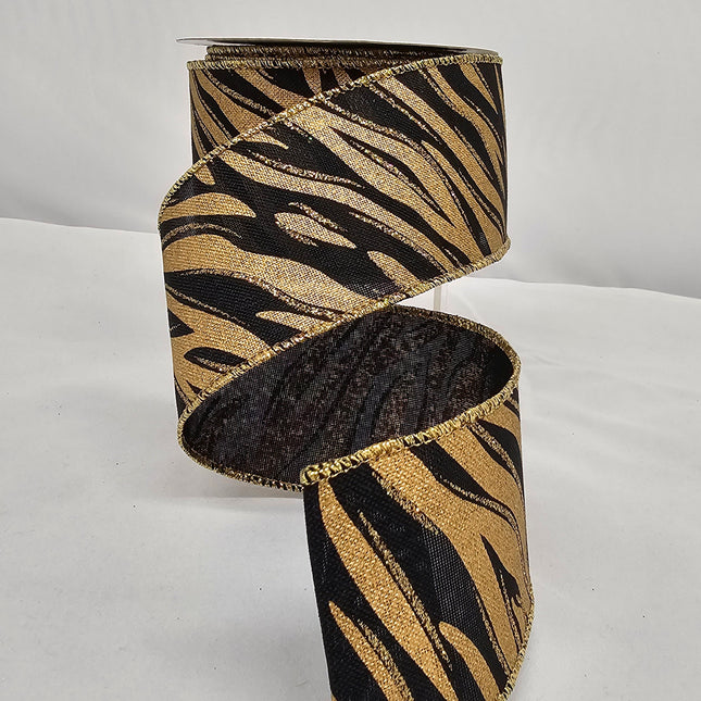 2.5"x10Y Glitter Zebra Ribbon