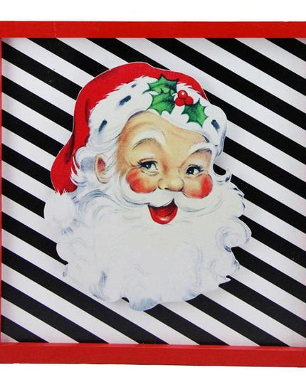 16"Sq Santa Face/Stripes Sign