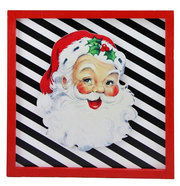 16"Sq Santa Face/Stripes Sign