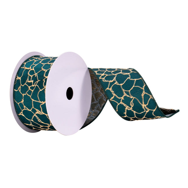 Green with Gold Crackle Ribbon image 0