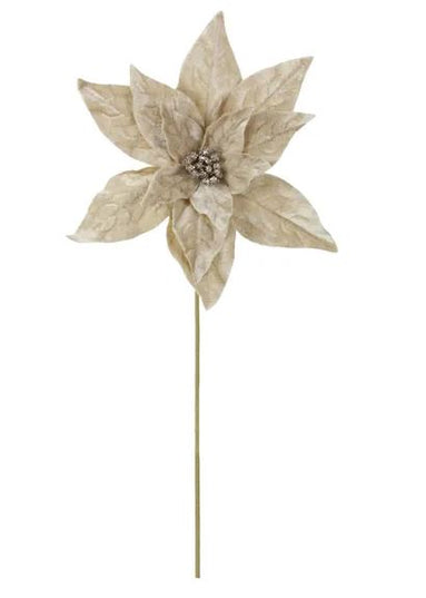 11" Velvet Poinsettia on 18" Stem