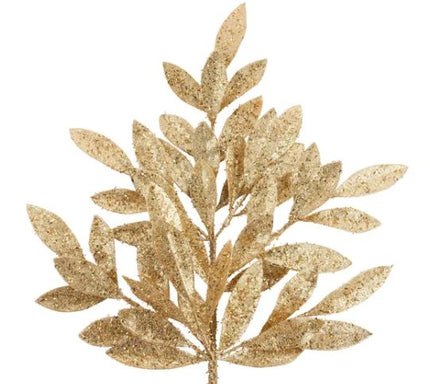 23" Glitter Bay Leaf Spray