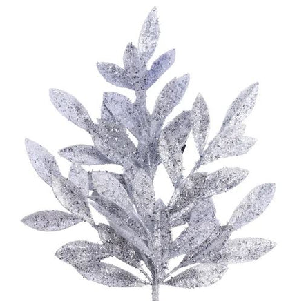 23" Glitter Bay Leaf Spray