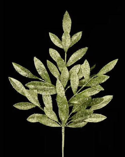 23" Glitter Bay Leaf Spray