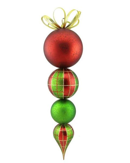 22" Antique Look Plaid Finial Ornament