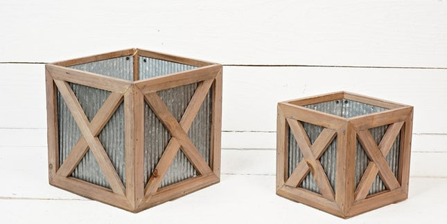 Square Wood Box with Olive Tin image 0