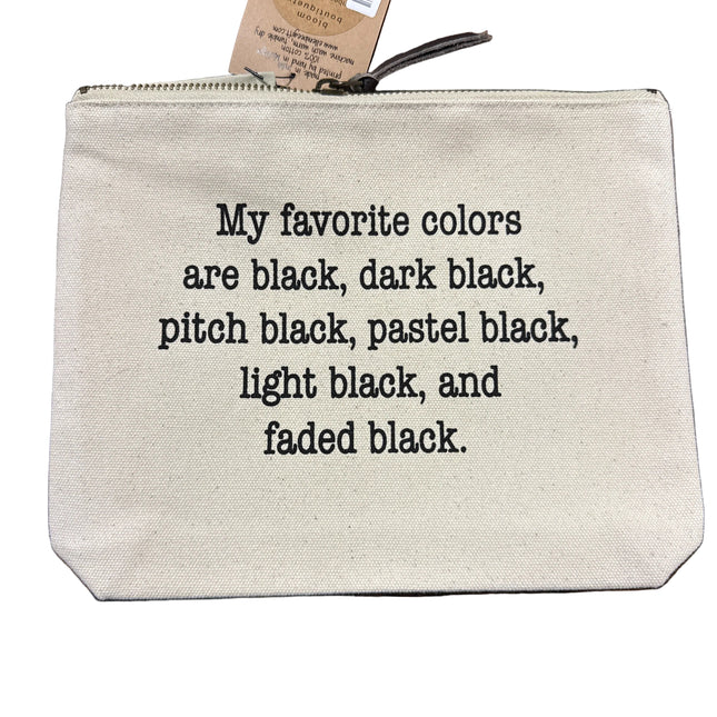 Ellembee Zipper Pouch My Fav Color is Black