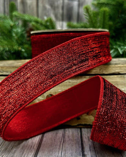 1.5" x 10yds metallic velvet matching metallic back