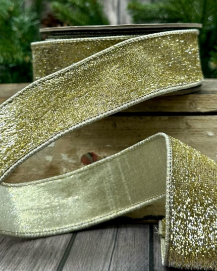 1.5" x 10yds metallic velvet matching metallic back