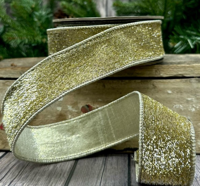 1.5" x 10yds metallic velvet matching metallic back