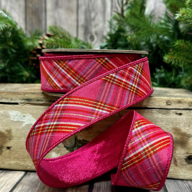 1.5" x 10yds dupioni diagonal plaid