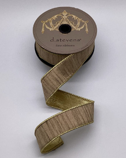 1.5" x 10yds slub dupioni metallic gold back