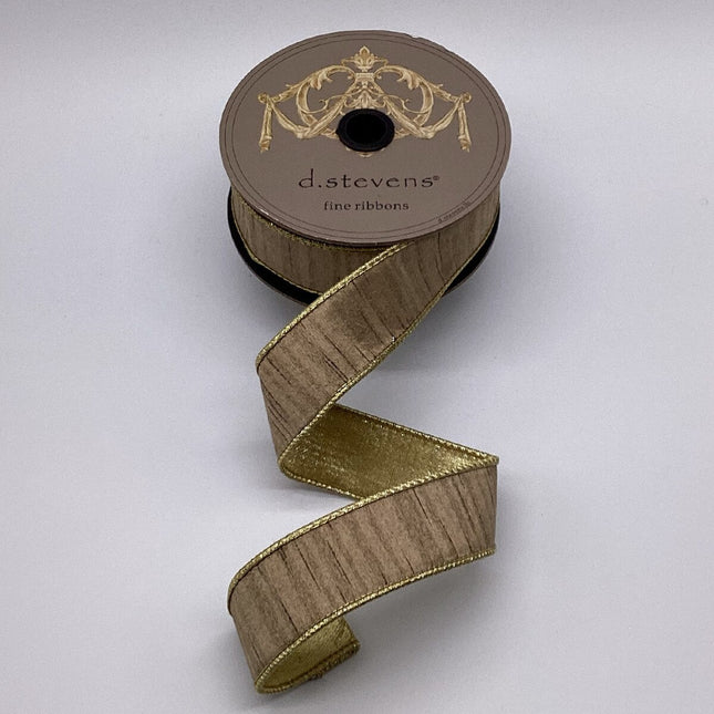 1.5" x 10yds slub dupioni metallic gold back