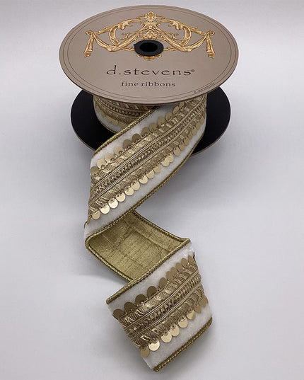 2.5" x 5yds velvet light gold sequin ashbourne trim