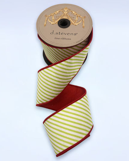 3" x 10yds dupioni diagonal stripes red backing