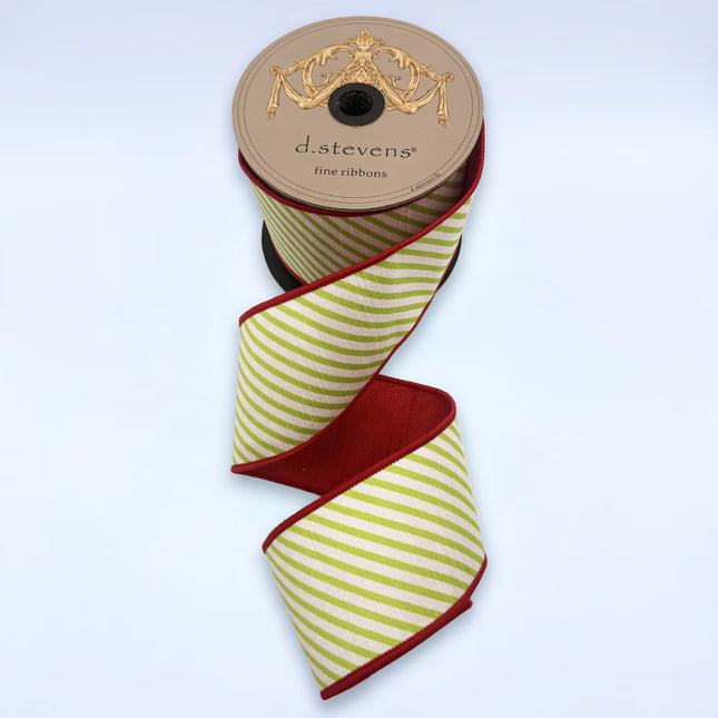 3" x 10yds dupioni diagonal stripes red backing