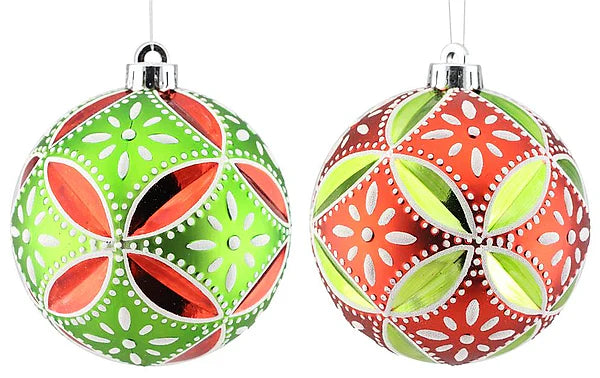 2 Asst 130Mm Floral Daisy Ball Orn