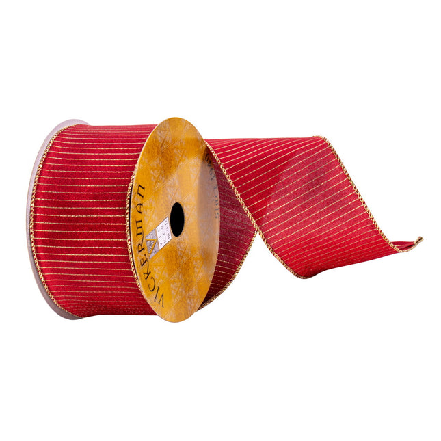 Red with Gold Stripes Ribbon image 0