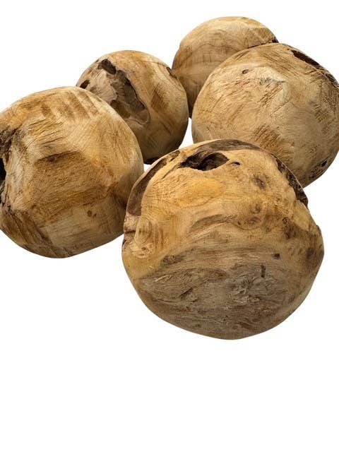 Decorative 4" Wood Orb
