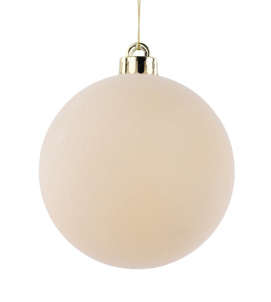 120MM Flocked Cream Ornament image 0