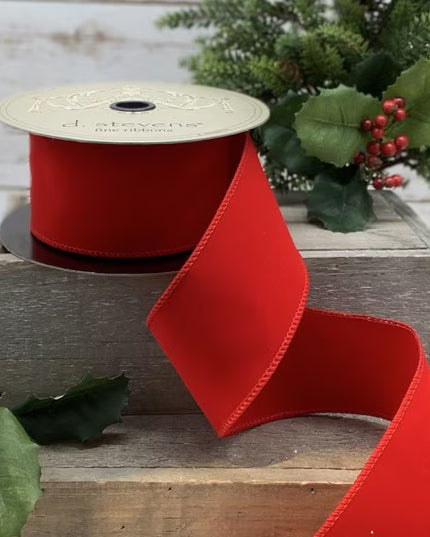 2.5" x 10 yds Velvet Double Sided Outdoor Ribbon Red