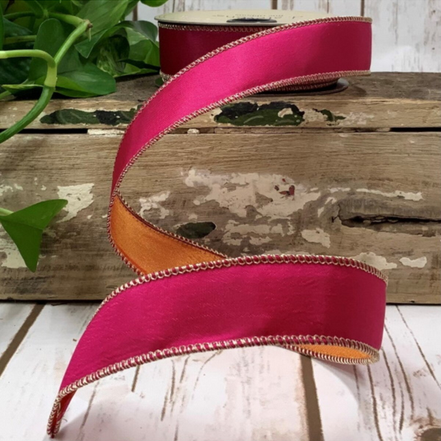 1" x 10yd  Taffeta Hot Pink/Orange