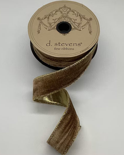 1.5" x 10 yds Marble Velvet Gold Lame Latte
