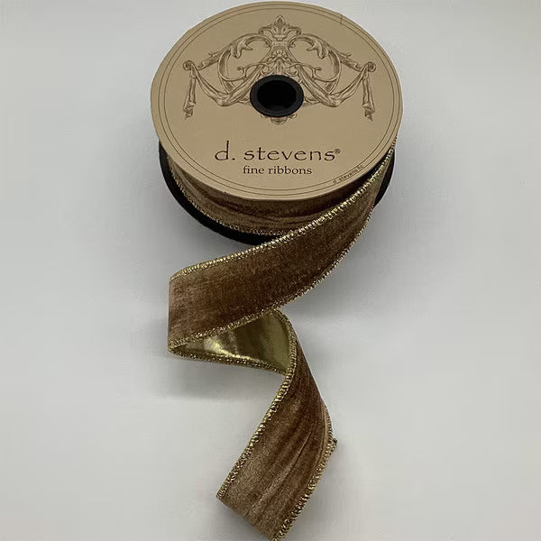 1.5" x 10 yds Marble Velvet Gold Lame Latte