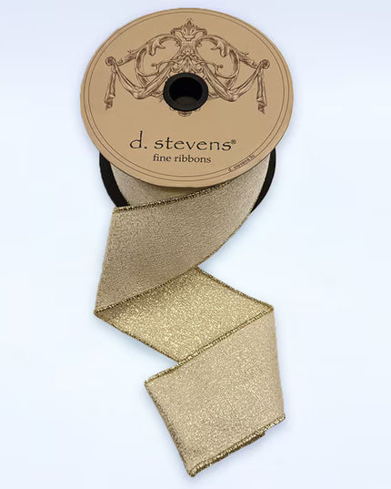 2.5" x 10 yards Linen Metallic Lurex Ivory Gold