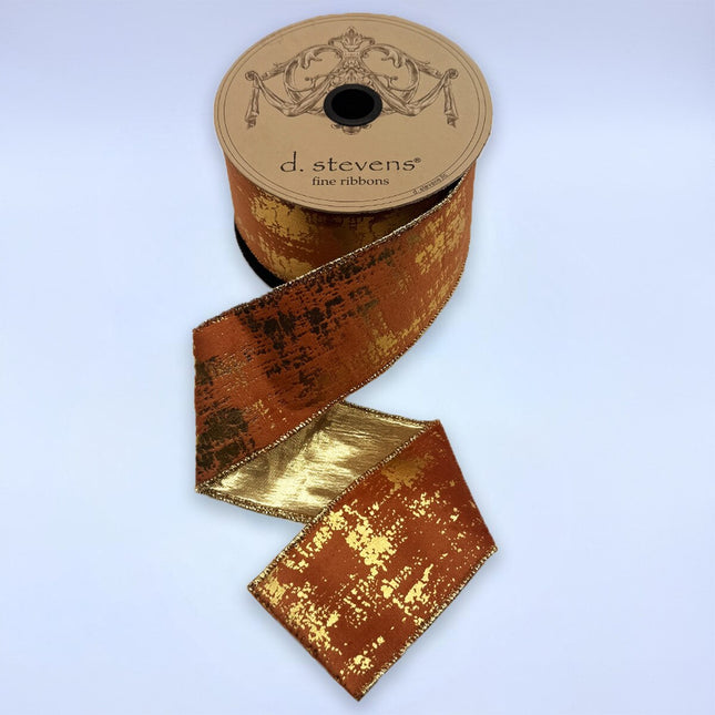 2.5" x 10yds suede velvet burnished metallic gold