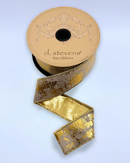 1.5" x 10yds suede velvet burnished metallic gold
